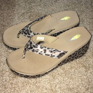 Women’s Leopard Wedge Flip Flops